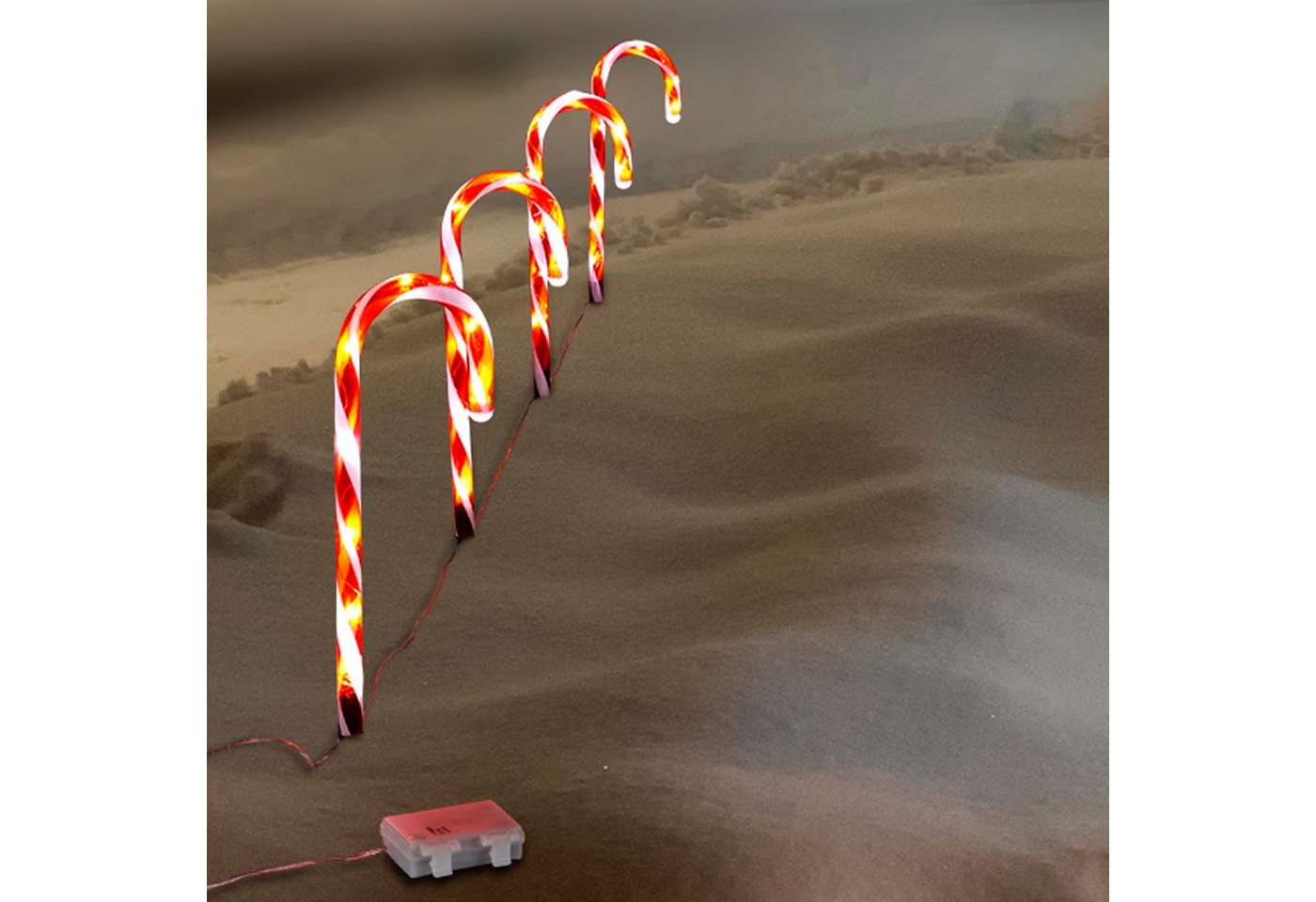 HAC24 LED-Lichterkette LED Zuckerstange Weihnachtsdeko Leuchtstab Gartenleuchtstäbe, mit Timerfunktion Bild 3