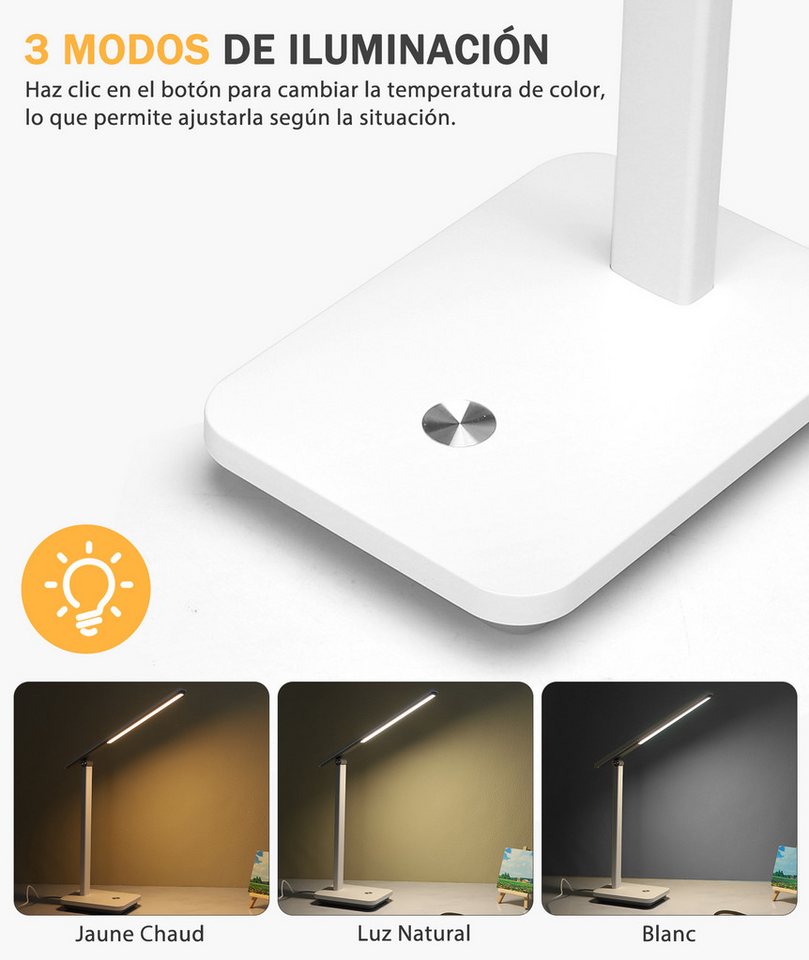 Aigostar LED Schreibtischlampe Schreibtischlampe LED dimmbar, USB faltbare Kindertischlampe, 3 Modi Bild 2