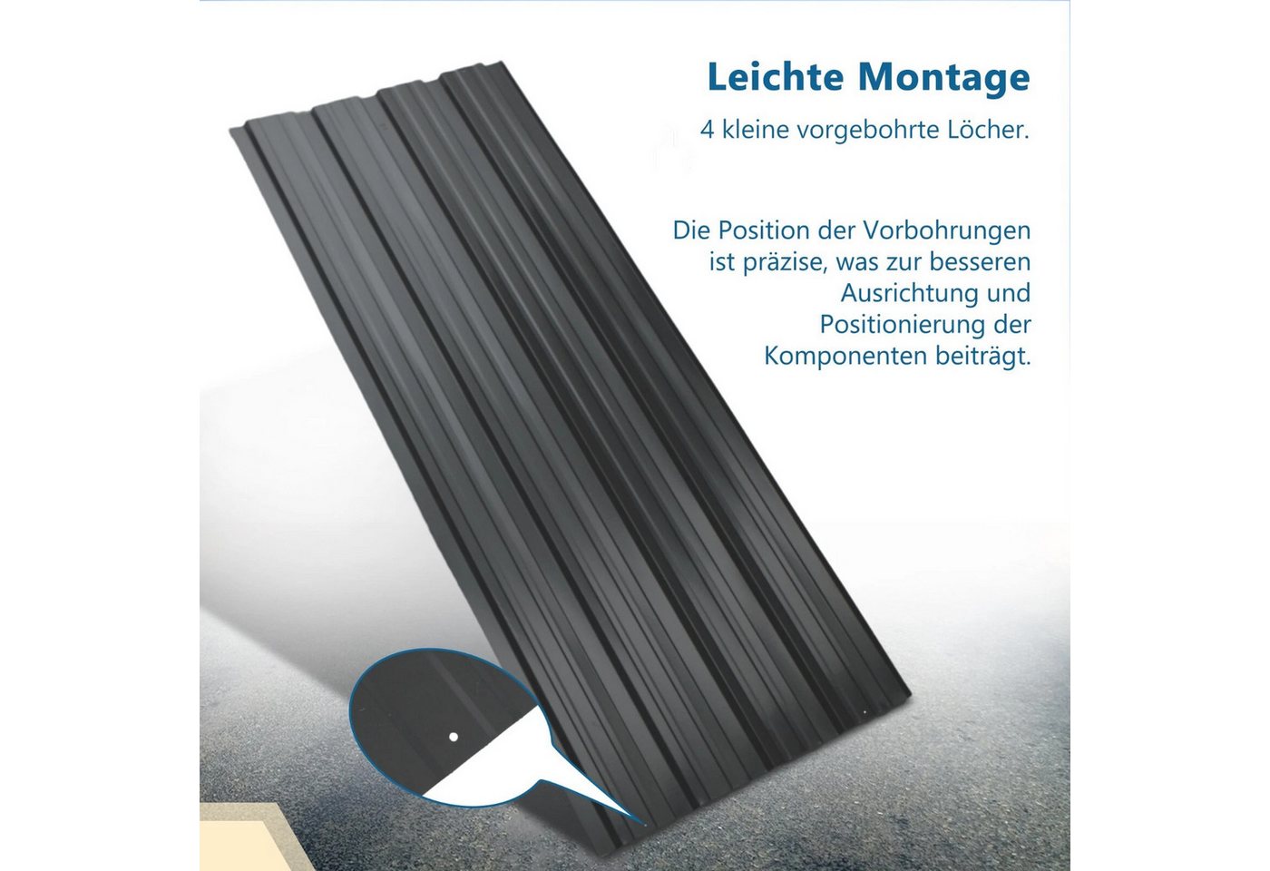 Bolwins Trapezblech 22x Profilblech 10m² Trapezblech Blech Metall Dachblech Dach Platten, Verzinkter und lackierter Stahl Verzinkt, schwarz lackiert, korrosionsschützend, witterungsbeständig, (Komplettset, Dach- und Wandprofil-Set 22-St. 22 Trapezbleche 108 × 42,6 cm, 200 Befestigungsschrauben) Verzinkt, lackiert, Wasserablaufrille, inkl. 200 Schrauben, robust Bild 5
