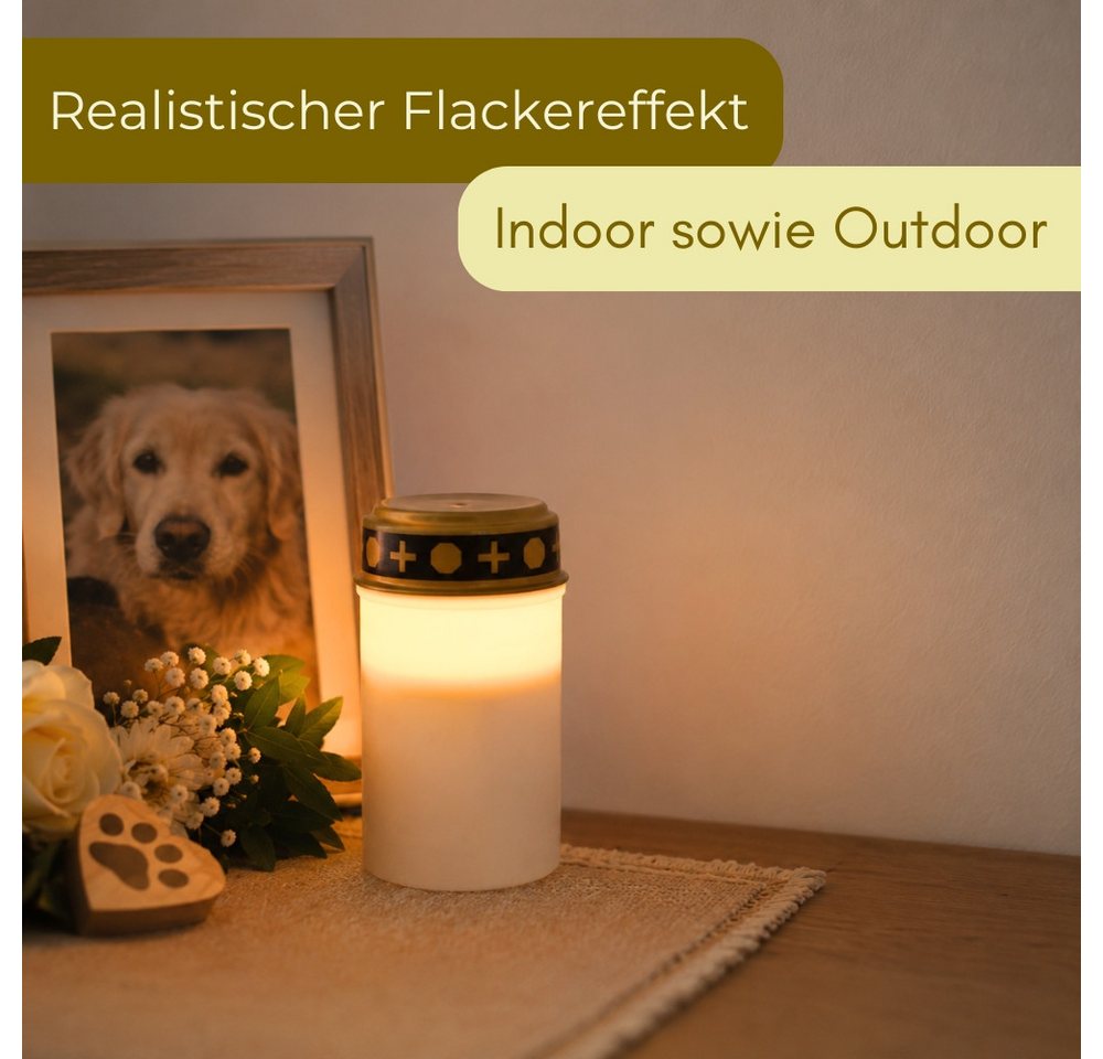 GarPet LED-Kerze 6er Grablichter LED Batteriebetrieben Set Grabkerzen LED für draußen