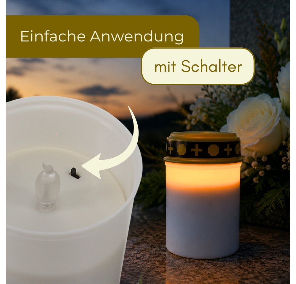 GarPet LED-Kerze 6er Grablichter LED Batteriebetrieben Set Grabkerzen LED für draußen Bild 2