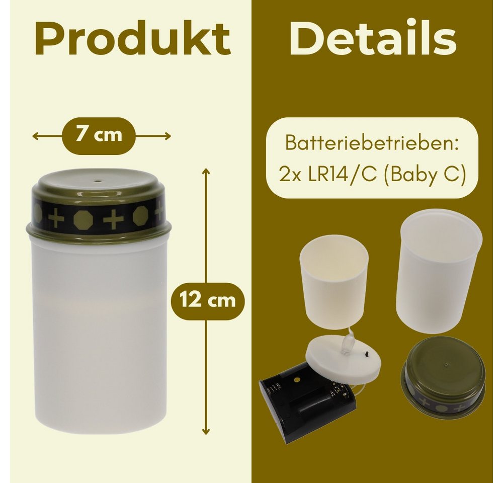 GarPet LED-Kerze 6er Grablichter LED Batteriebetrieben Set Grabkerzen LED für draußen Bild 3