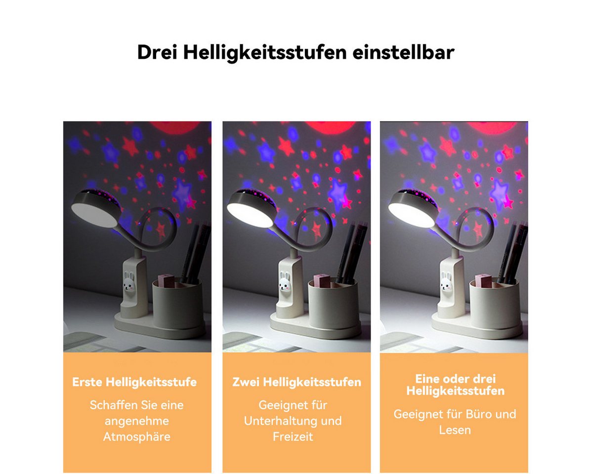 Novzep Nachtlicht LED-Stifthalterleuchte, dimmbare Projektion verstellbarer Lichtmast Bild 3