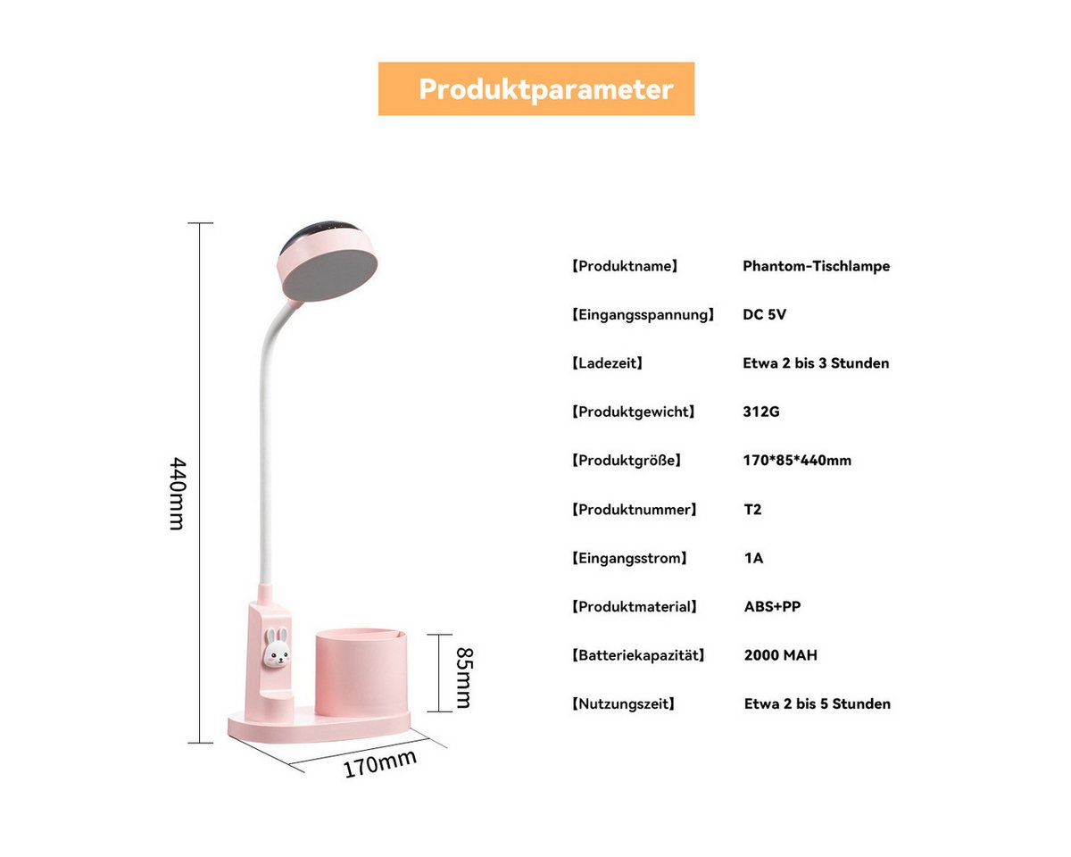 Novzep Nachtlicht LED-Stifthalterleuchte, dimmbare Projektion verstellbarer Lichtmast Bild 4