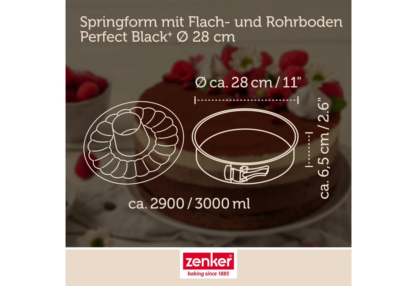 Zenker Springform mit Flach- und Rohrboden, Kuchenform, Backform Bild 3