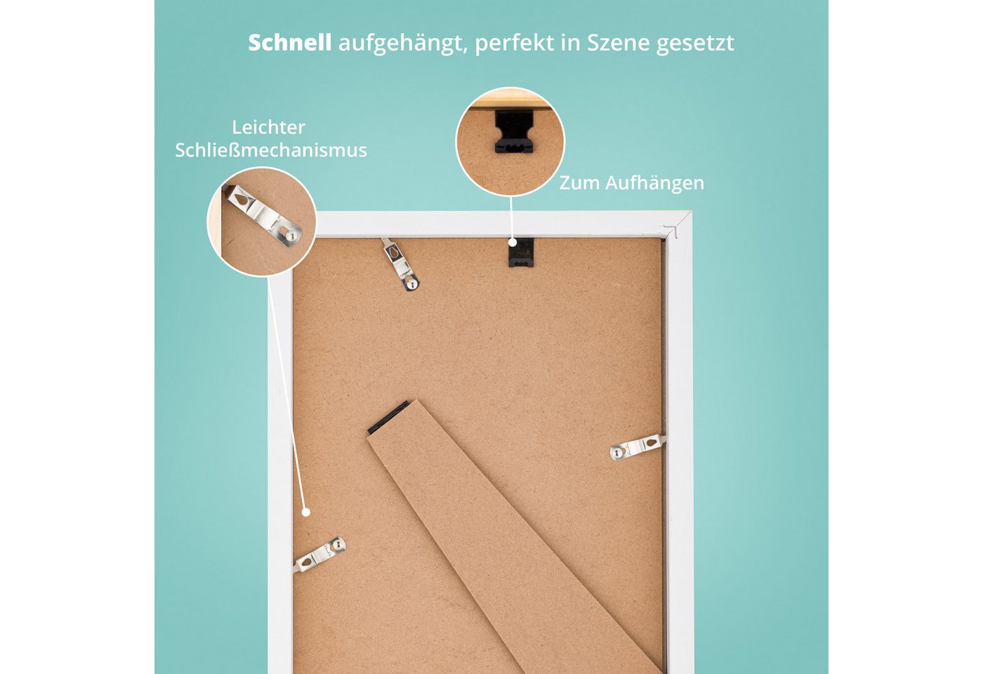 KHG Bilderrahmen 13x18 cm Weiß, für 1 Bilder (stabile Glasfront, MDF-Holz-Rahmen foliert & Passepartout, 1 St), Premium-Rahmen für Fotos, Poster, Zertifikate & Collagen Bild 3