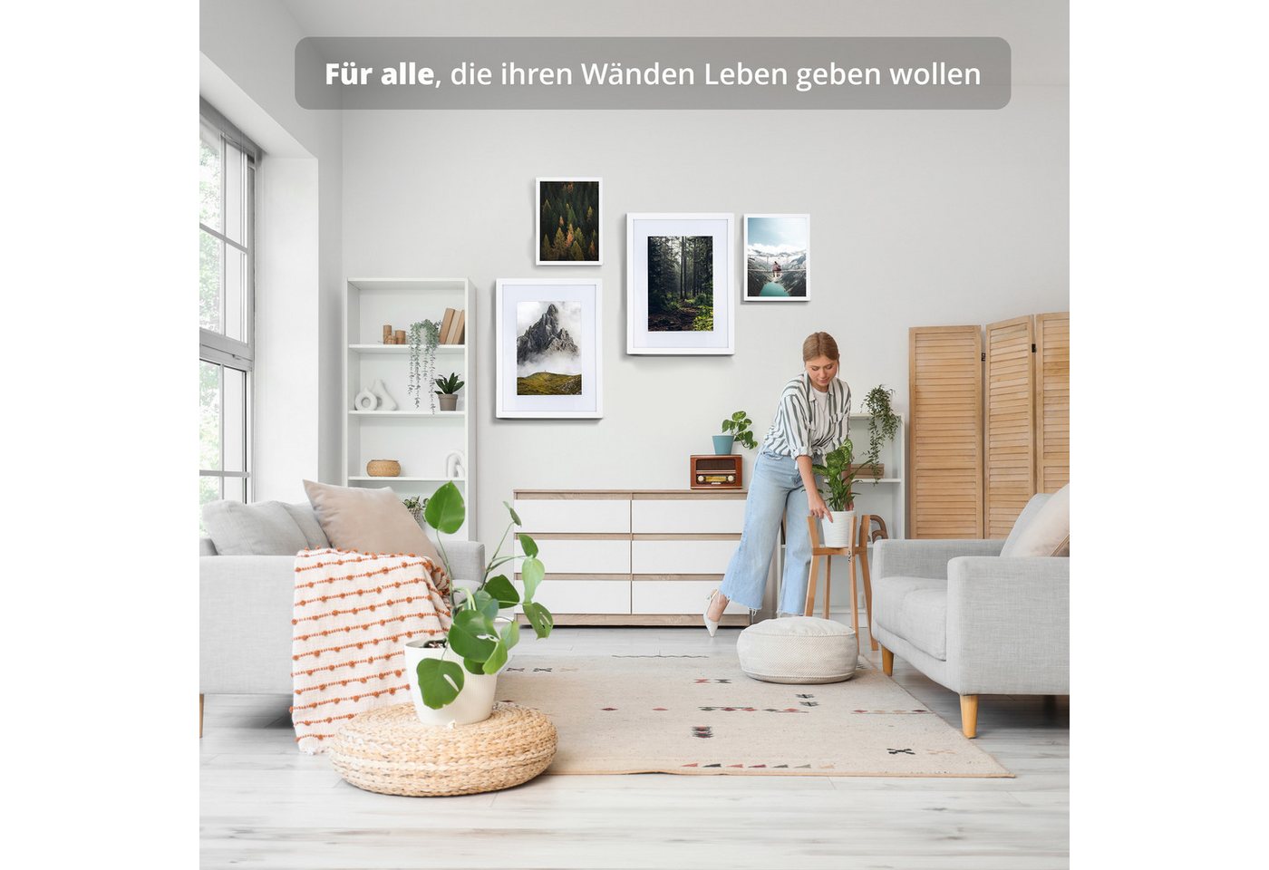 KHG Bilderrahmen 13x18 cm Weiß, für 1 Bilder (stabile Glasfront, MDF-Holz-Rahmen foliert & Passepartout, 1 St), Premium-Rahmen für Fotos, Poster, Zertifikate & Collagen Bild 4
