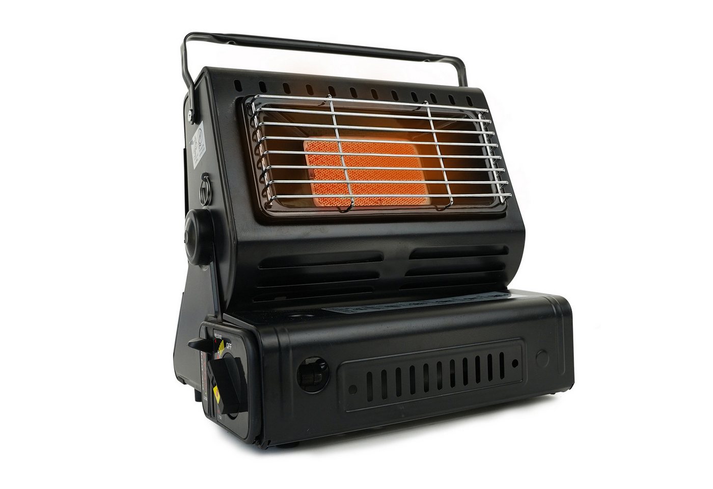Eurocatch Fishing Terrassenstrahler Eurocatch mobiler Butan-Gasheizer, tragbar, kompakt, verstellbarer Heizstrahler, abnehmbarer Kochrost