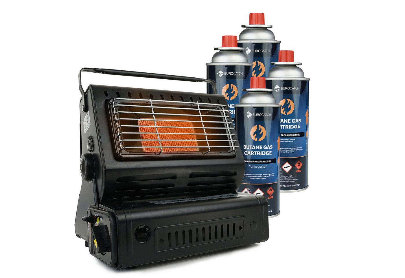 Eurocatch Fishing Terrassenstrahler Eurocatch mobiler Butan-Gasheizer, tragbar, kompakt, verstellbarer Heizstrahler, abnehmbarer Kochrost Bild 2