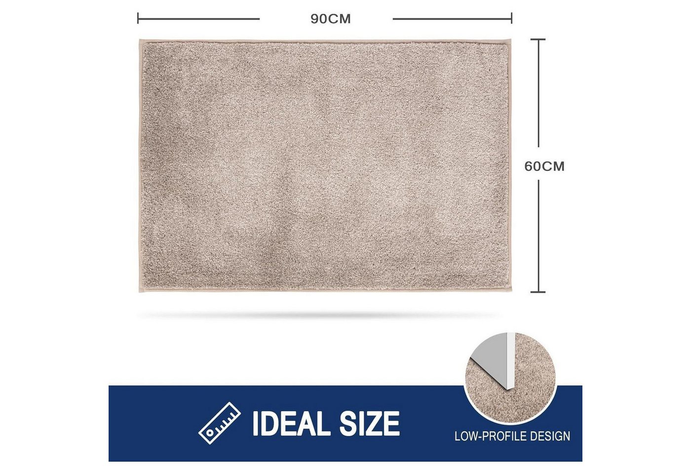 LuxusKollektion Fußmatte Schmutzfangmatte rutschfest waschbar 60x90cm Beige Sauberlaufmatte