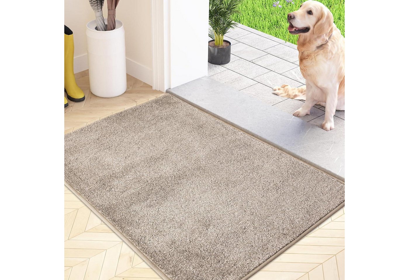 LuxusKollektion Fußmatte Schmutzfangmatte rutschfest waschbar 60x90cm Beige Sauberlaufmatte Bild 2