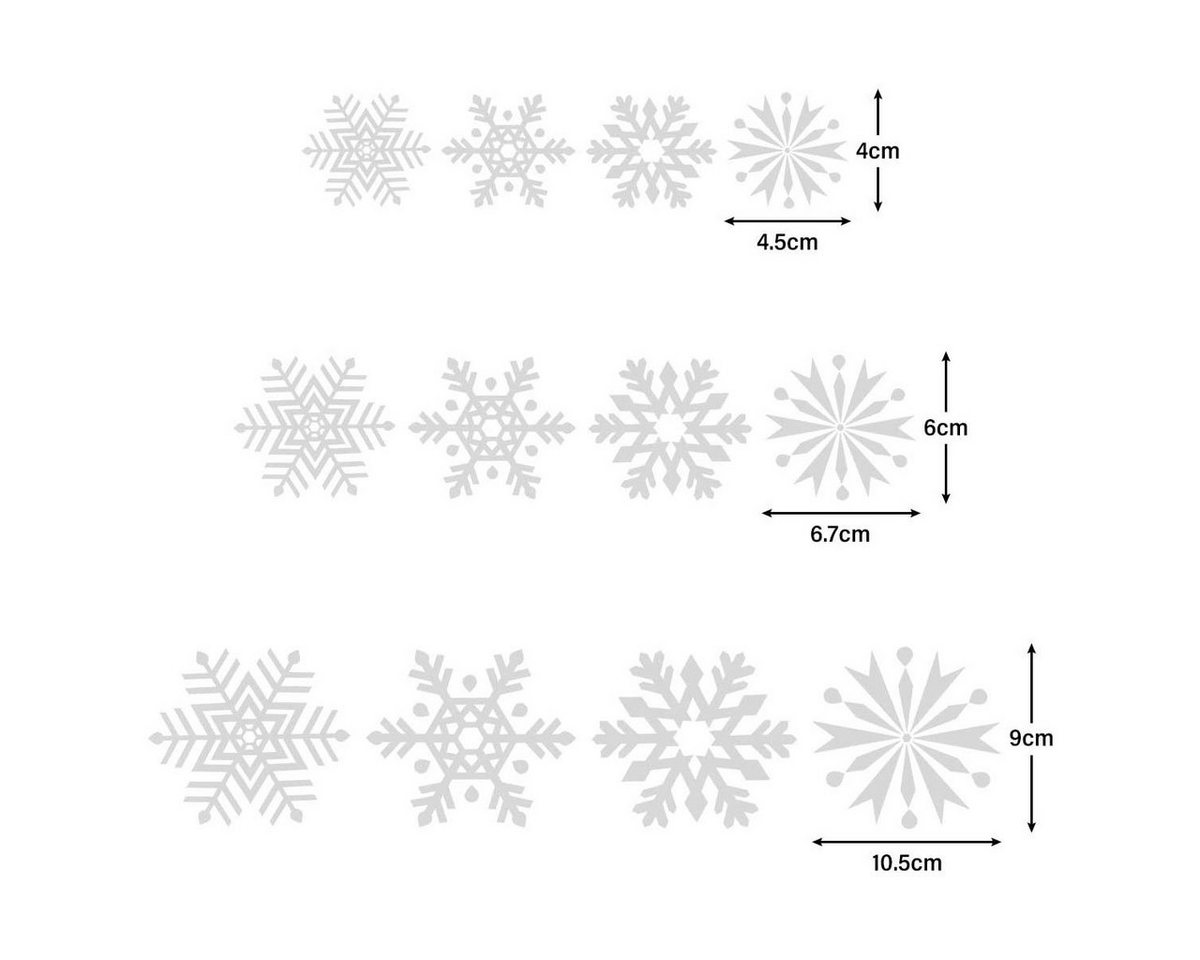 Salcar Fensterbild Fensteraufkleber Weihnachten Schneeflocken Weihnachtsdekoration Deko, 200er-Set Aufkleber in 3 Größen und 4 Formen, Doppelseitig Sichtbar Bild 2