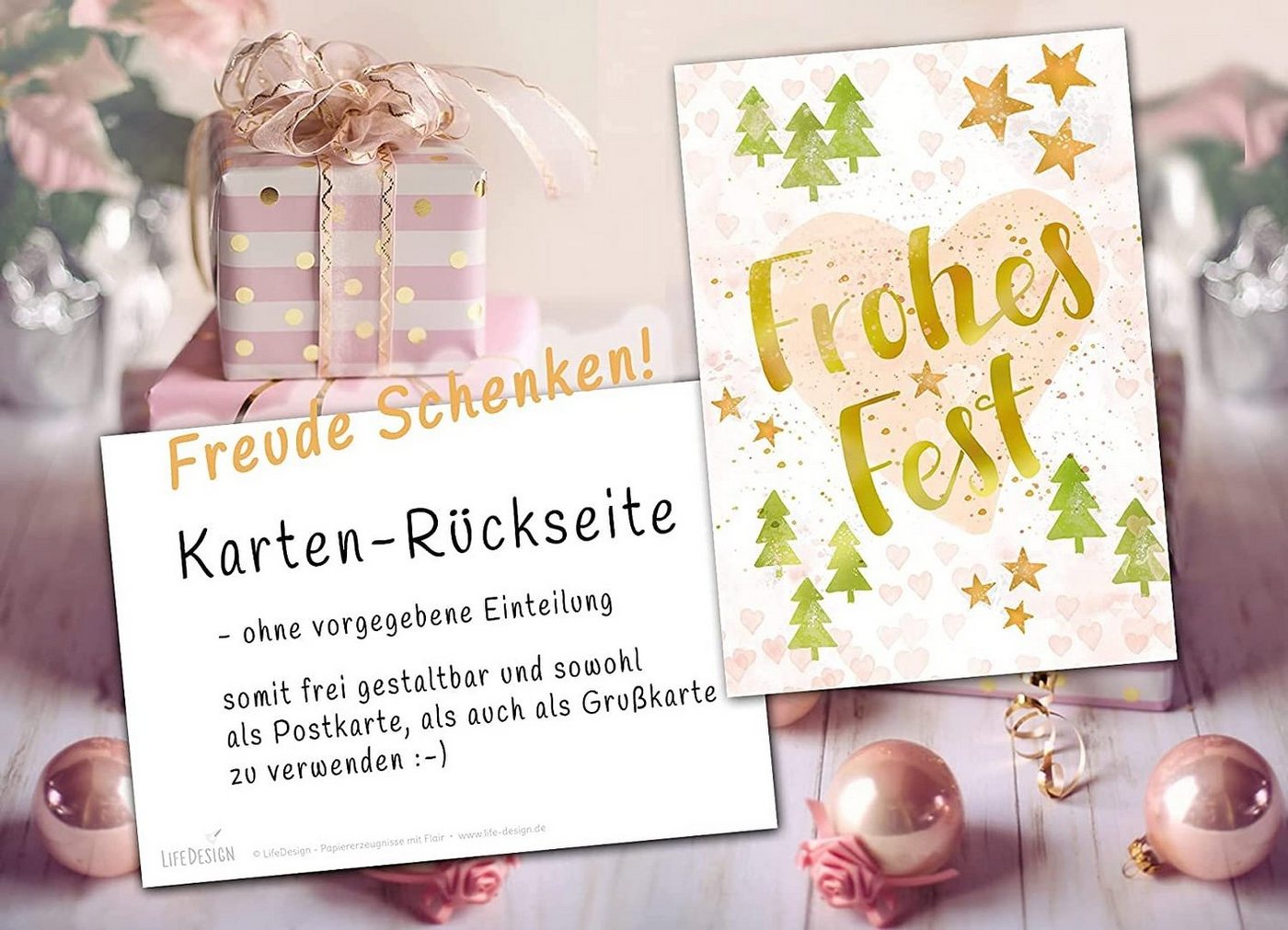 LifeDesign Weihnachtskarte Postkarten-Set "Weihnachten", Weihnachtsgrußkarten Set, Frohe Weihachten DIN A6 Karten Bild 2