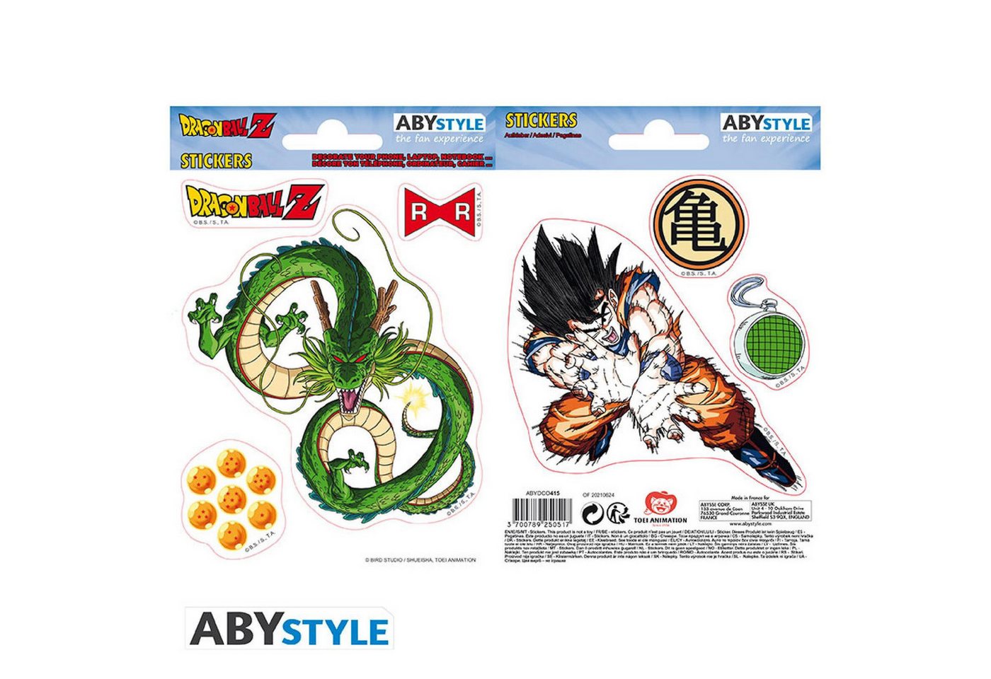ABYstyle Sticker DRAGON BALL - Stickers - 16x11cm/ 2 sheets - DBZ/ Shenron