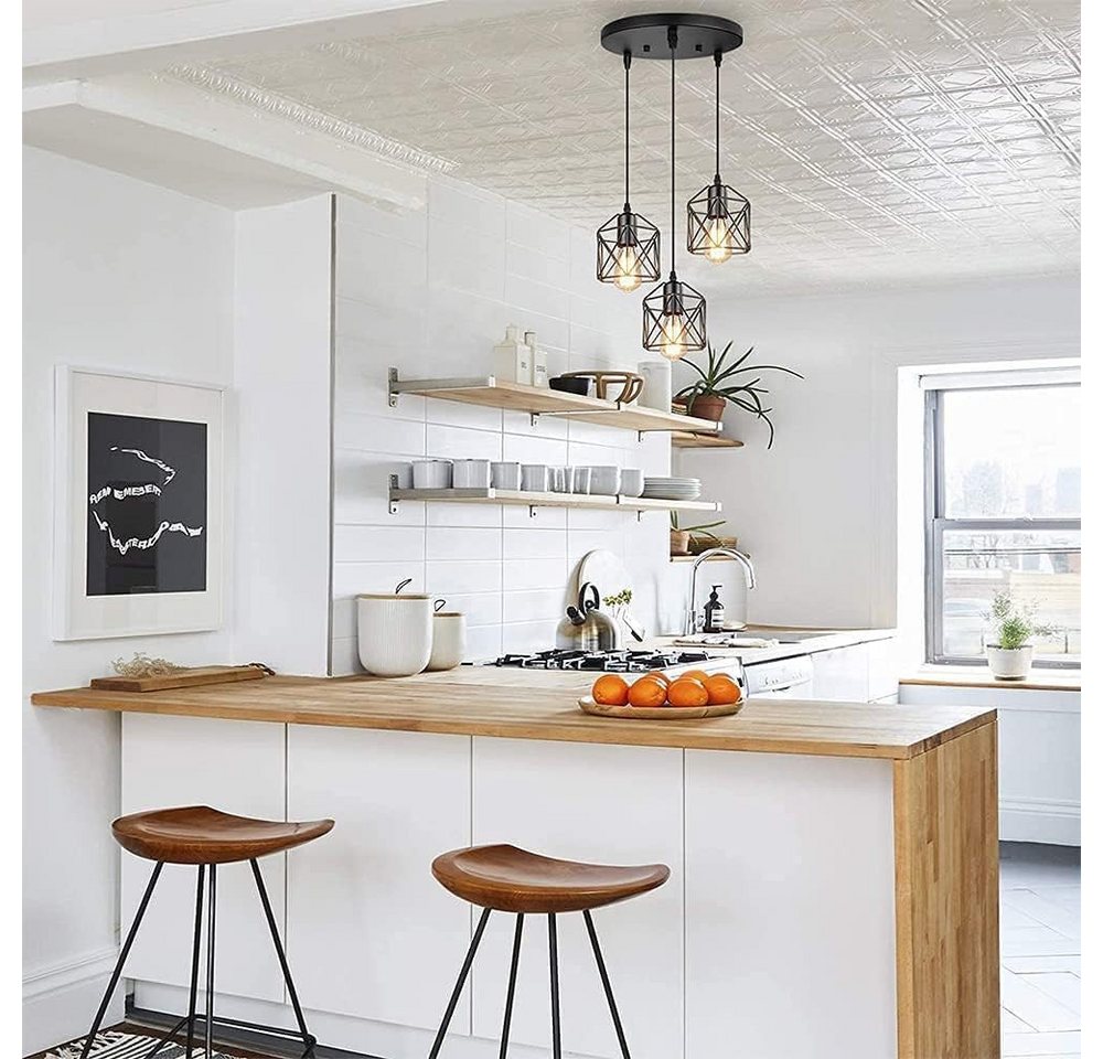Riserva Hängeleuchte Industrielle Pendelleuchte 3er Set Schwarz E27 Verstellbar 120cm Bild 5