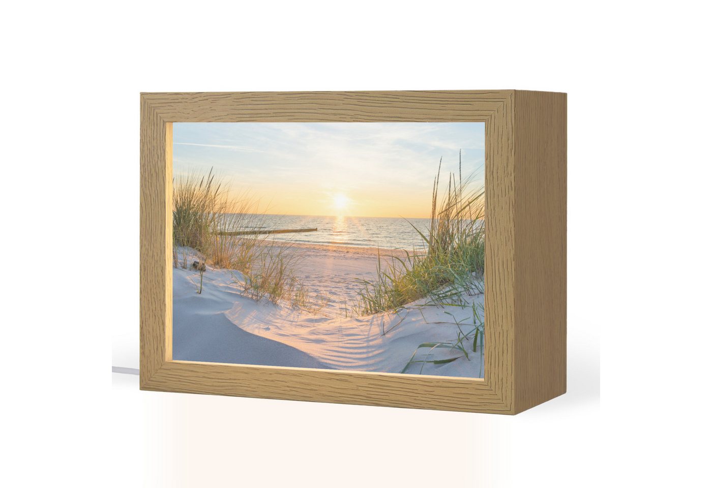 OnlyWow Tischleuchte Strand - Sonne - Düne - Gras - Sand - Horizont, Dimmbar, Farbwechsel, LED, Warmweiß, Kaltweiß, Neutralweiß Einstellbar, Tischlampe, Schreibtischlampe, Desk, Dimmbar, mit Kabel, LED