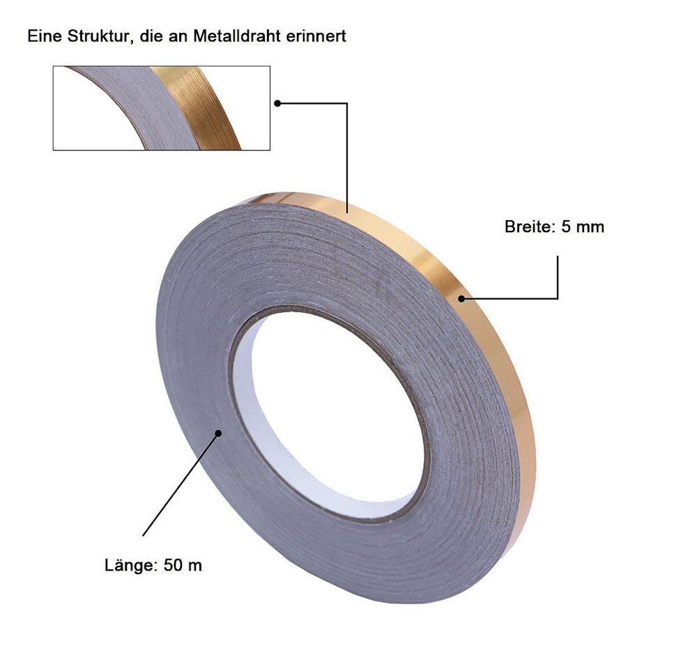 TUWENA Schneckenkante 3 Rollen Metallband Selbstklebend Leiste, 5mmX50m, 3-St. Bild 5