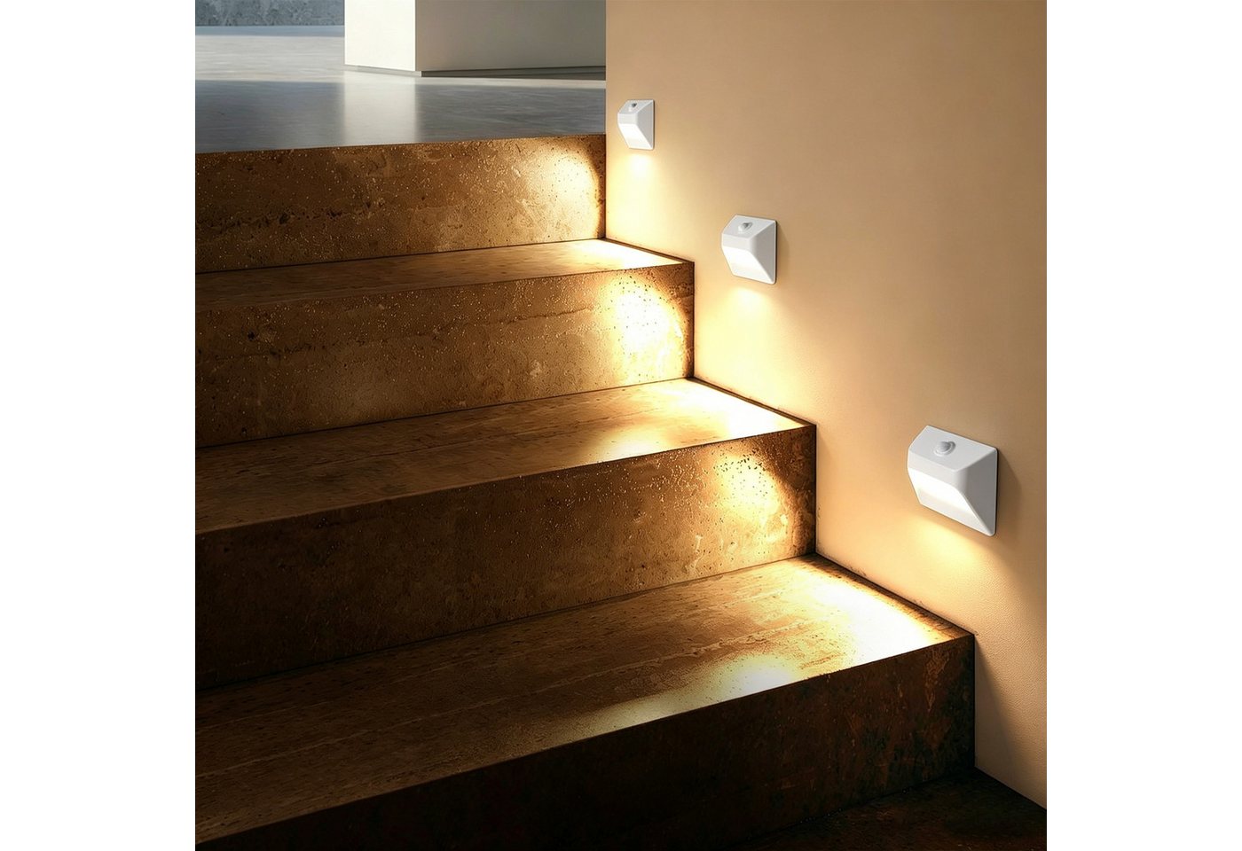 ibettertec LED Nachttischlampe LED Nachtlicht mit Bewegungsmelder für Treppen Flur Schlafzimmer, LED fest integriert, Warmweiß, LED Nachtlampe Batterie Treppenlicht mit Bewegungsmelder Bild 5