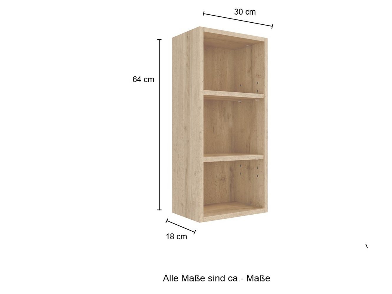 HELD MÖBEL Hängeregal aus MDF in wotaneiche mit 2 Einlegeböden, B/H/T: 30x64x18 cm Bild 2