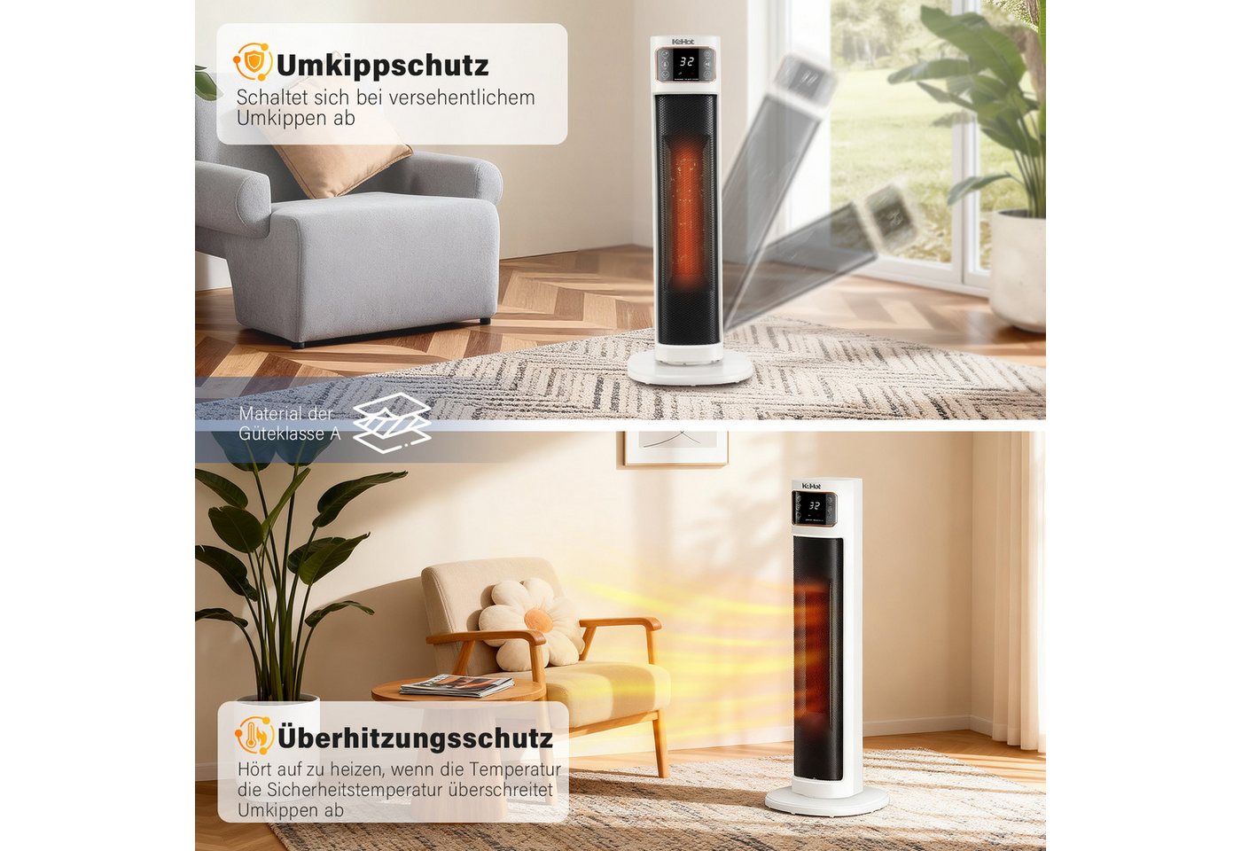 oyajia Heizlüfter 2000W Keramik PTC, Thermostat, Oszillation, Überhitzungs- & Kippschutz, energiesparend leise, 12H Timer, Fernbedienung,Schlafzimmer Badezimmer