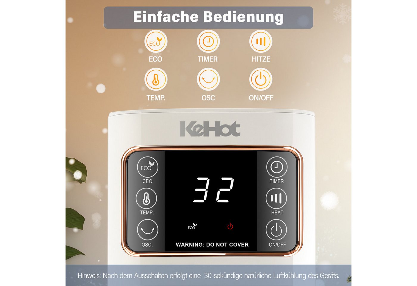 oyajia Heizlüfter 2000W Keramik PTC, Thermostat, Oszillation, Überhitzungs- & Kippschutz, energiesparend leise, 12H Timer, Fernbedienung,Schlafzimmer Badezimmer Bild 3