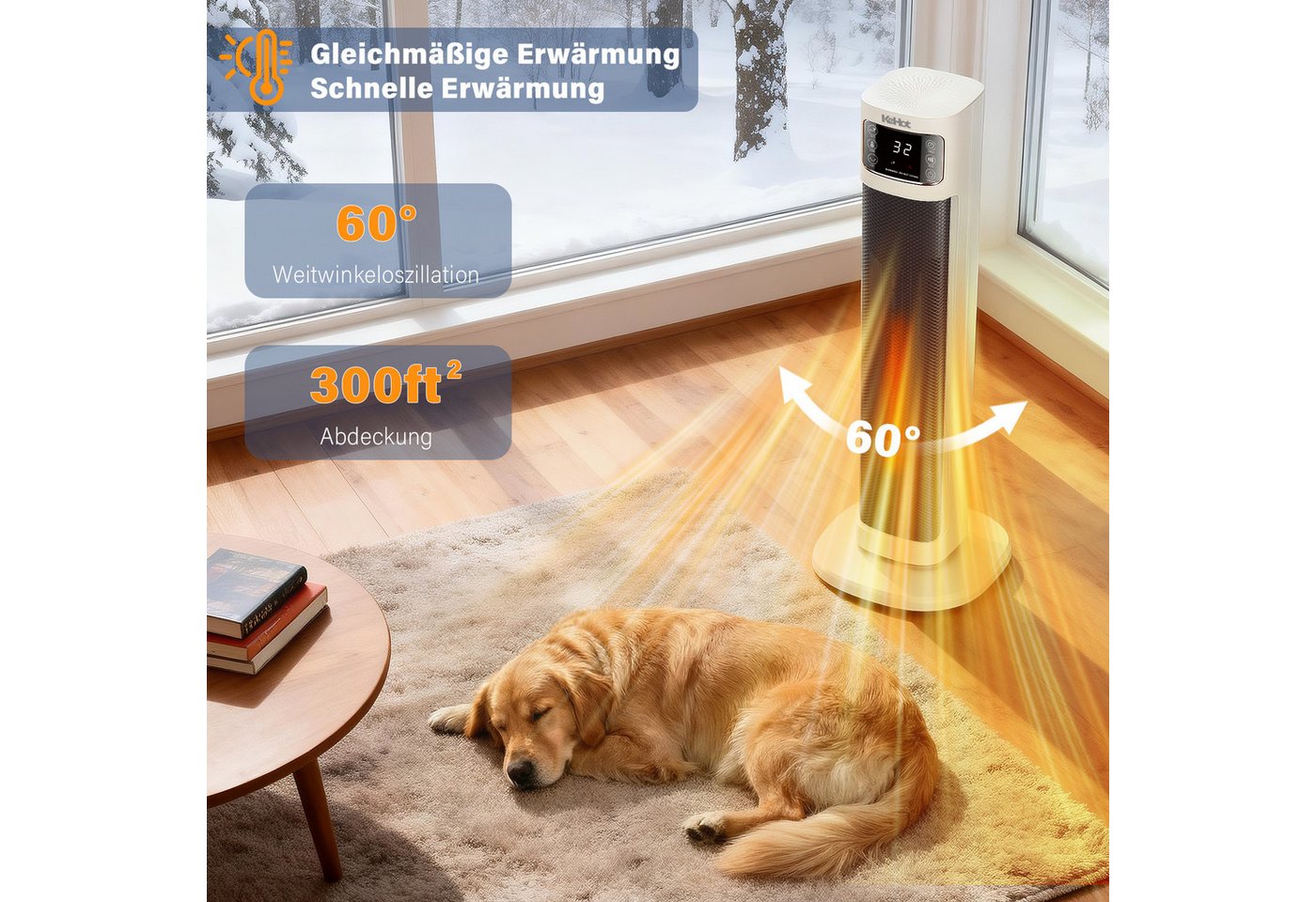 oyajia Heizlüfter 2000W Keramik PTC, Thermostat, Oszillation, Überhitzungs- & Kippschutz, energiesparend leise, 12H Timer, Fernbedienung,Schlafzimmer Badezimmer Bild 5