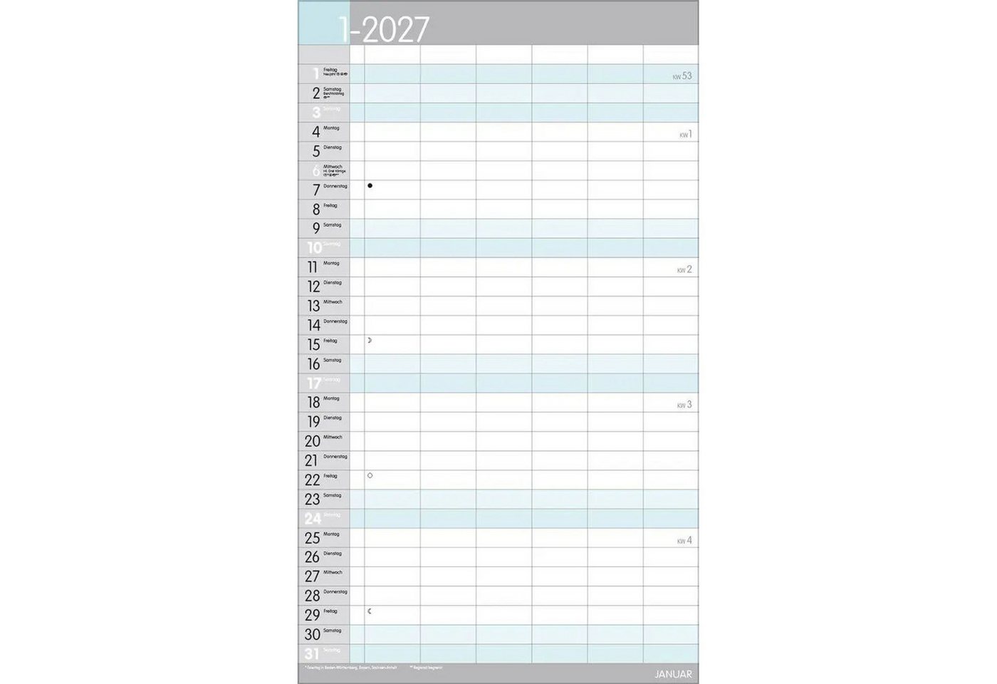 Korsch Verlag Wandkalender XL Familienplaner Pastell 2027 Bild 3