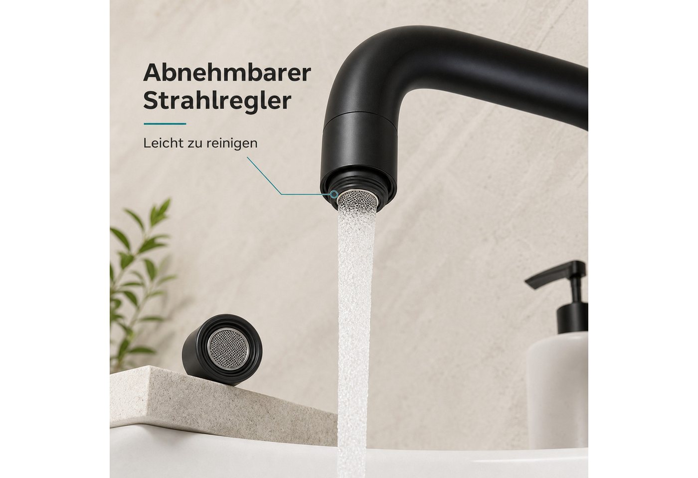 Ledklang Waschtischarmatur Kaltwasserhahn Hochdruck Mischbatterie Schwarz/Silber (Mischbatterie) Edelstahl-Optik 360° schwenkbar für Spüle & Waschbecken Bild 5