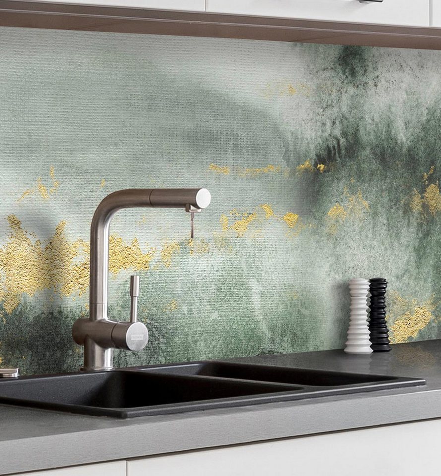 MyMaxxi Küchenrückwand Küchenrückwand selbstklebend Verwischter Marmor Moos Grün Folie, (Klebefolie passend geschnitten und gerollt B 220 cm x H 60 cm), Marmor Moss Abstrakt horizontal grün B 220 cm x H 60 cm Bild 3