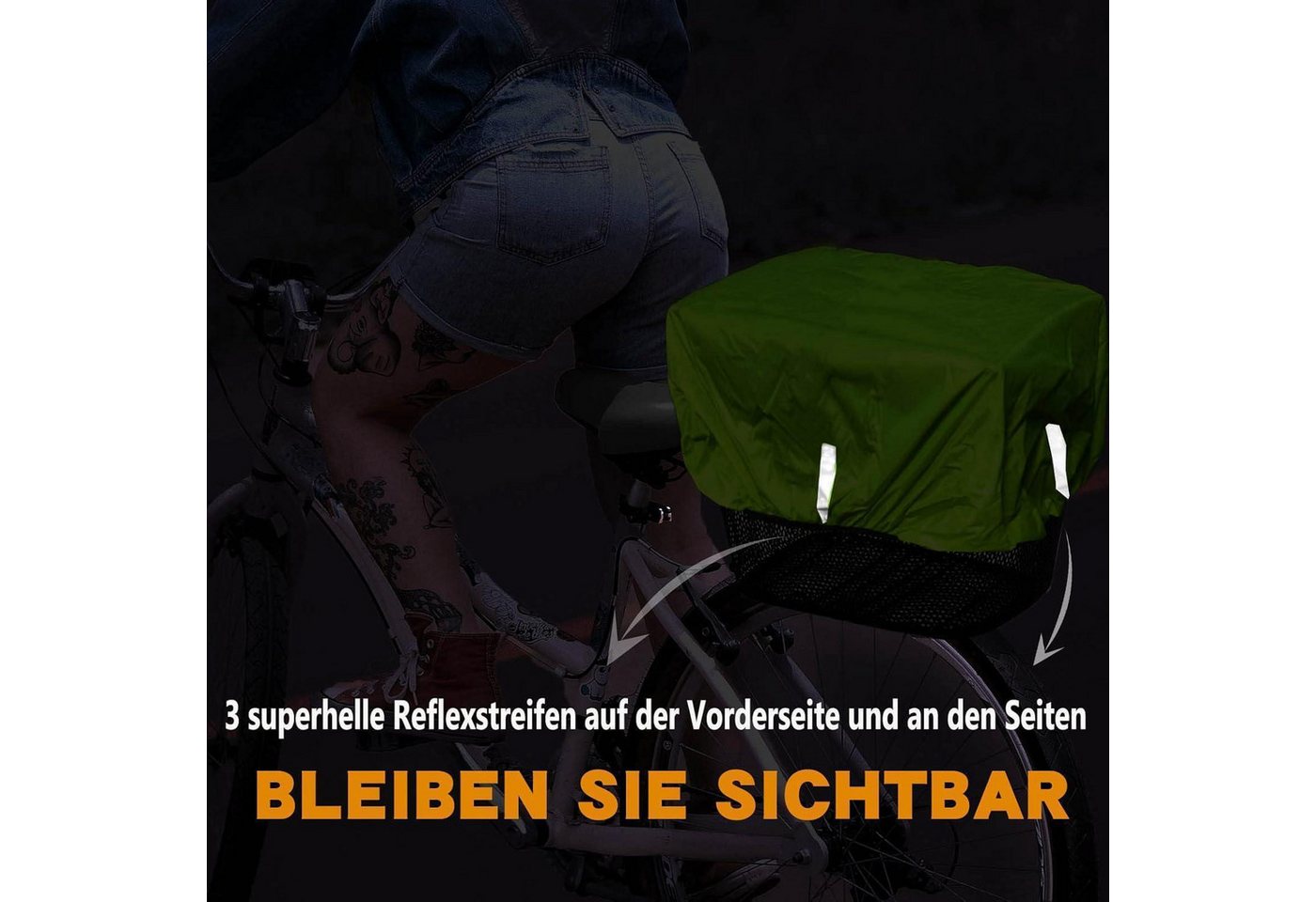 LuxusKollektion Abdeckhaube Korbabdeckung Fahrrad wasserdicht Neon Gelb Einheitsgröße Bild 3