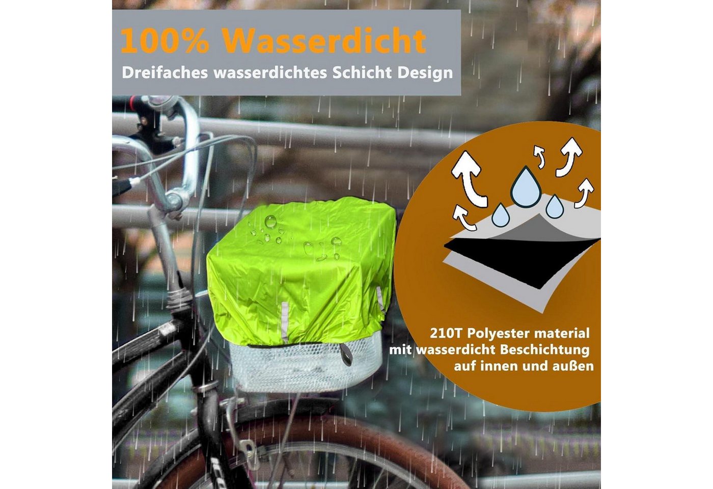 LuxusKollektion Abdeckhaube Korbabdeckung Fahrrad wasserdicht Neon Gelb Einheitsgröße Bild 4