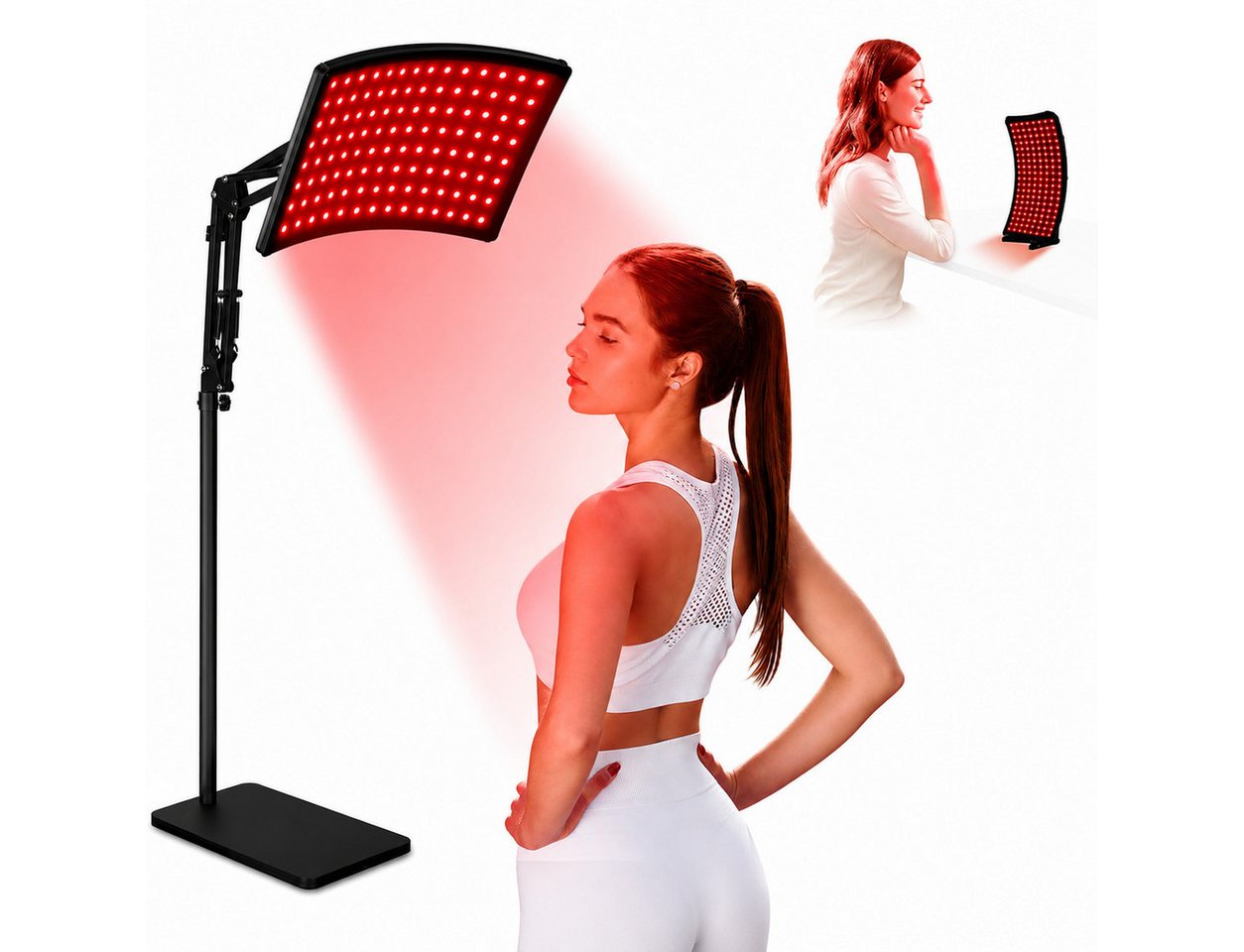 ibettertec Infrarotlampe Beauty-Lichtgerät, Rotlichtpanel für Gesicht und Körper, Wellnesslampe, LED-Lichtgerät für Zuhause, Pflege und Entspannung, 660/850 nm, 120 Dual-Chip-LEDs, 37 × 21 cm, Standfuß, 2,8 kg Bild 2