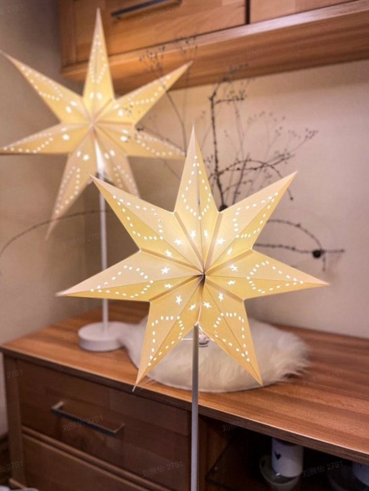 Salcar Papierstern Papierstern LED Beleuchtung Weihnachten Stern Weihnachtsdeko Innen, Weihnachtsdekoration für Wohnzimmer, Schlafzimmer, Fenster, 35cm