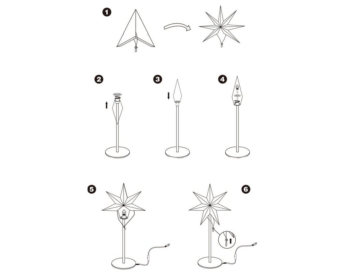 Salcar Papierstern Papierstern LED Beleuchtung Weihnachten Stern Weihnachtsdeko Innen, Weihnachtsdekoration für Wohnzimmer, Schlafzimmer, Fenster, 35cm Bild 3