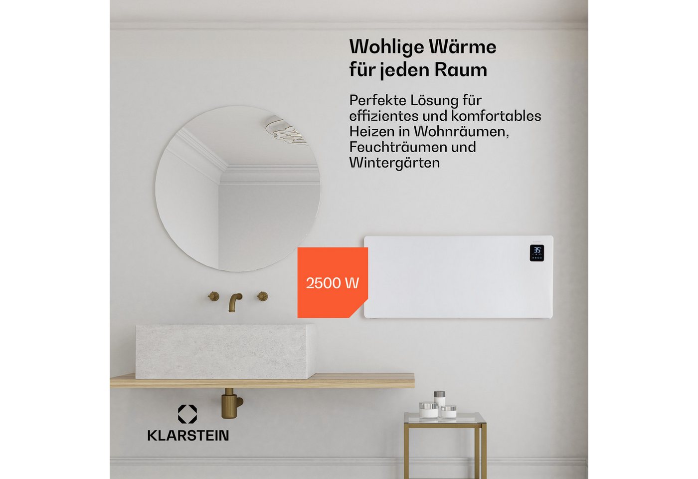 Klarstein Heizstrahler Bansin Smart 2500, elektrische Konvektor Heizung Elektrokoheizung elektrischer Heizkörper Bild 5