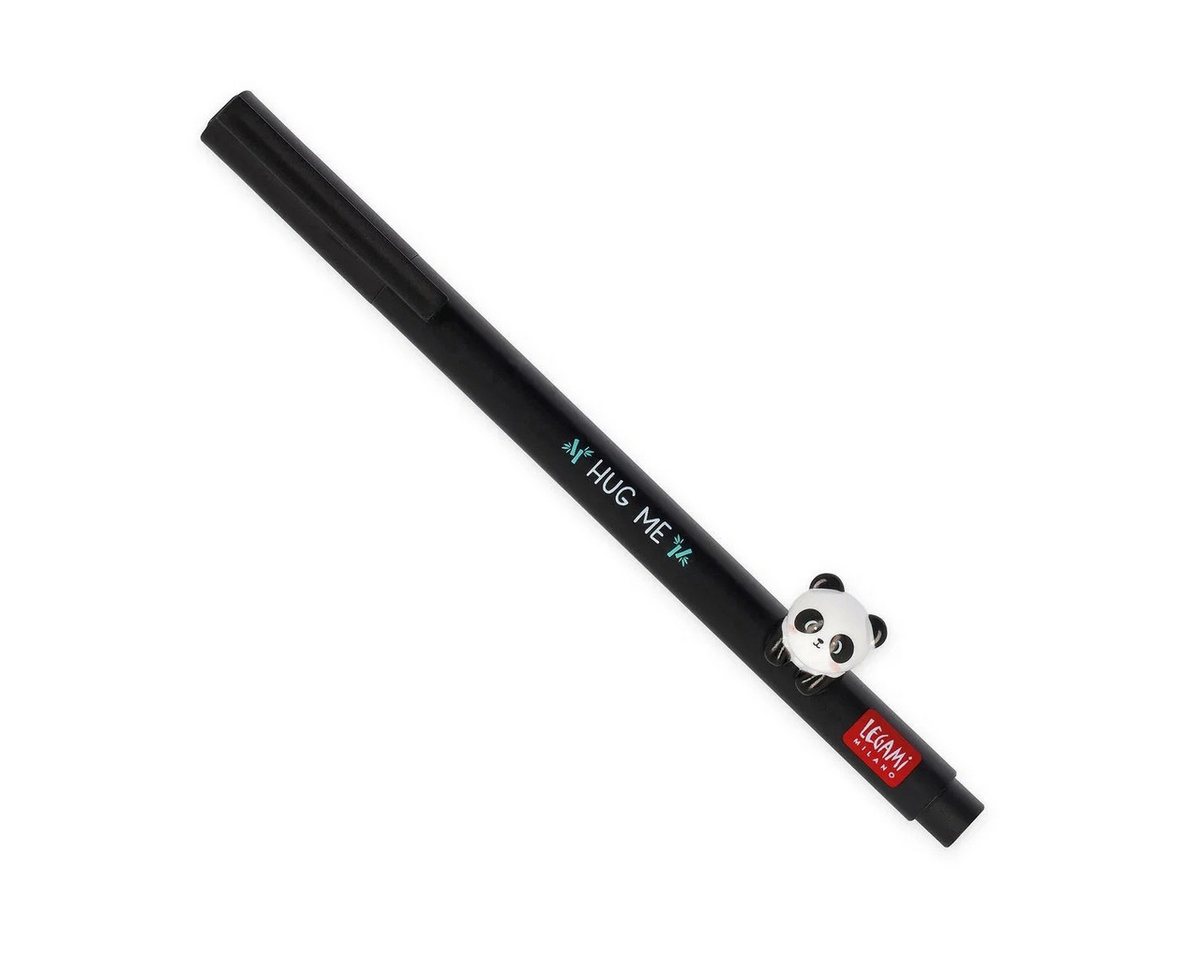 Legami Gelschreiber Gelstift Lovely Friends Panda Design schwarz, Panda Motiv dient als Rollstopp