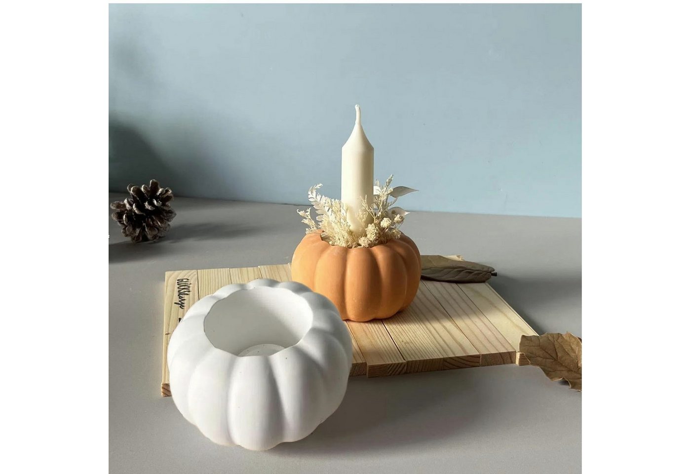 FOUORTUNATE-BEE Backform Kürbis Silikonform für Kerzenhalter Gießform Halloween DIY Deko, Silikon Gießform Kürbis für Kerzenhalter, Herbstdeko und Geschenke Bild 3