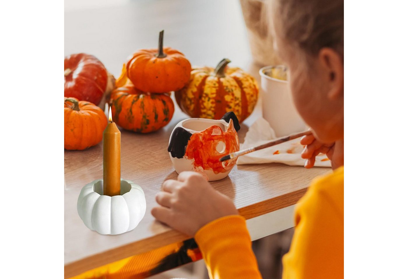 FOUORTUNATE-BEE Backform Kürbis Silikonform für Kerzenhalter Gießform Halloween DIY Deko, Silikon Gießform Kürbis für Kerzenhalter, Herbstdeko und Geschenke Bild 4