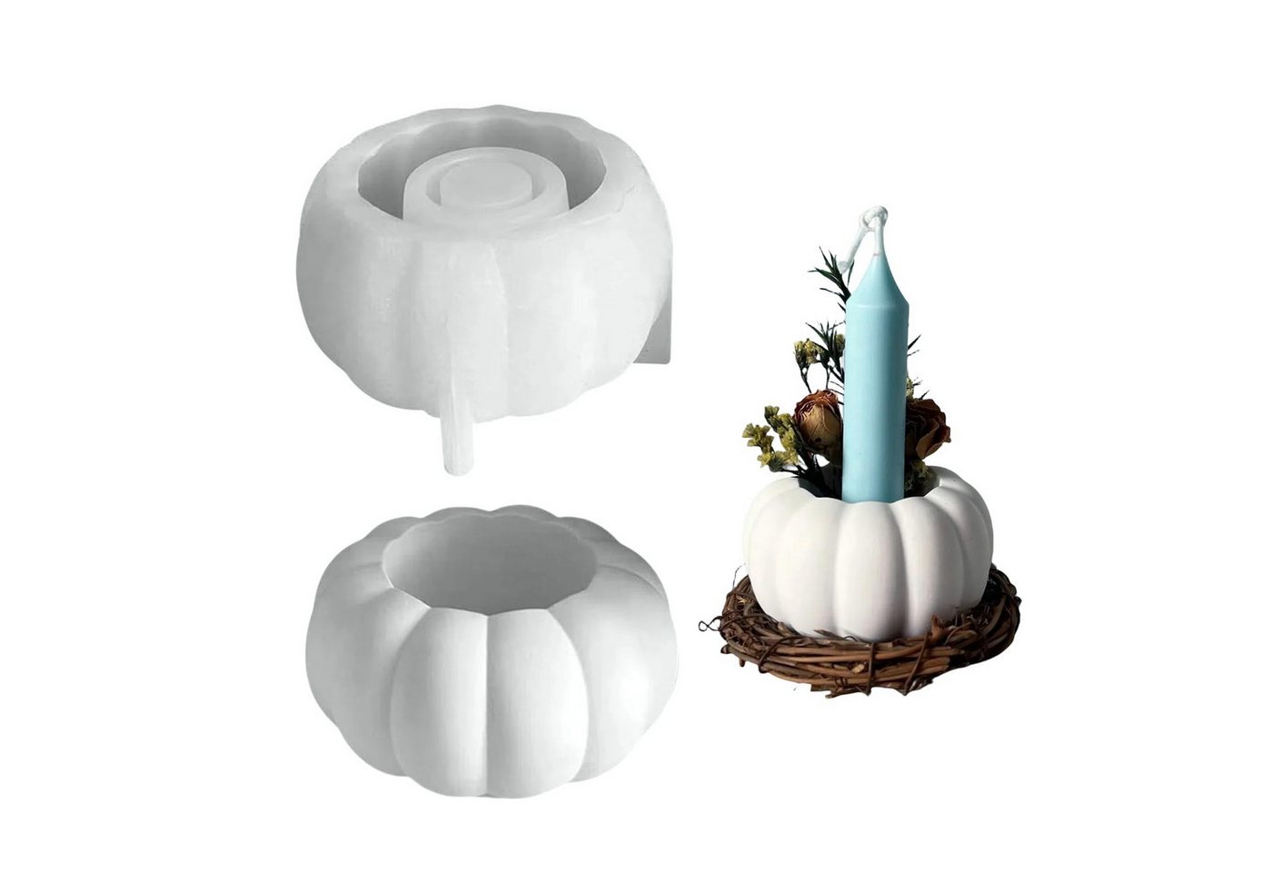 FOUORTUNATE-BEE Backform Kürbis Silikonform für Kerzenhalter Gießform Halloween DIY Deko, Silikon Gießform Kürbis für Kerzenhalter, Herbstdeko und Geschenke Bild 5