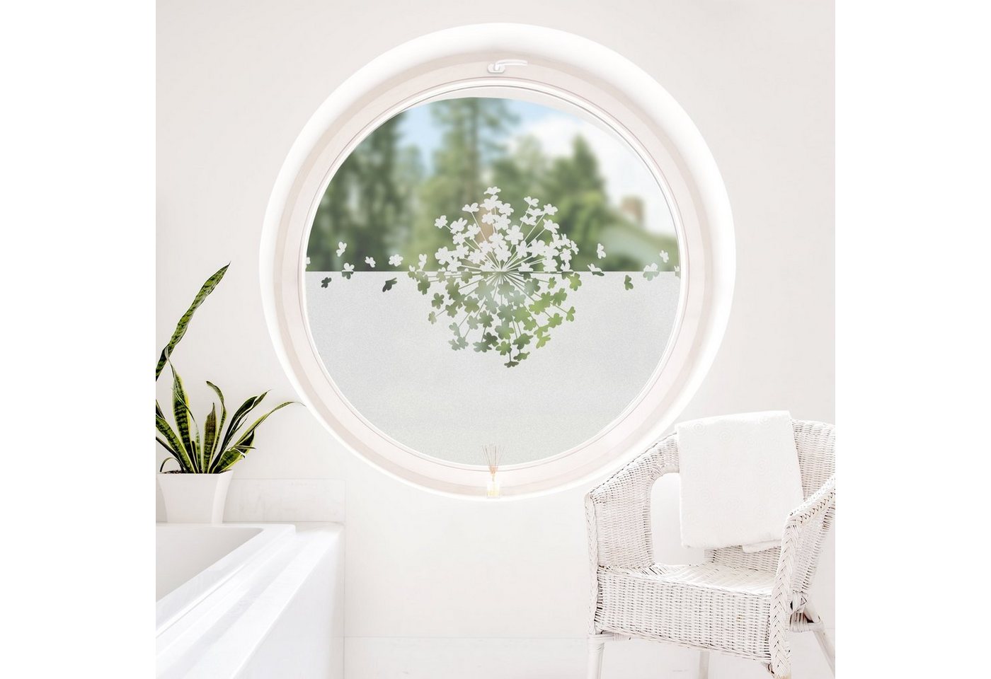Bilderdepot24 Fensterfolie statisch haftend Motiv Fensterdeko Kugelblume Blütenflug Bordüre Blume, blickdicht, Innen Fenster Tür Balkontür Küche Badezimmer Wohnzimmer Schlafzimmer Bild 2
