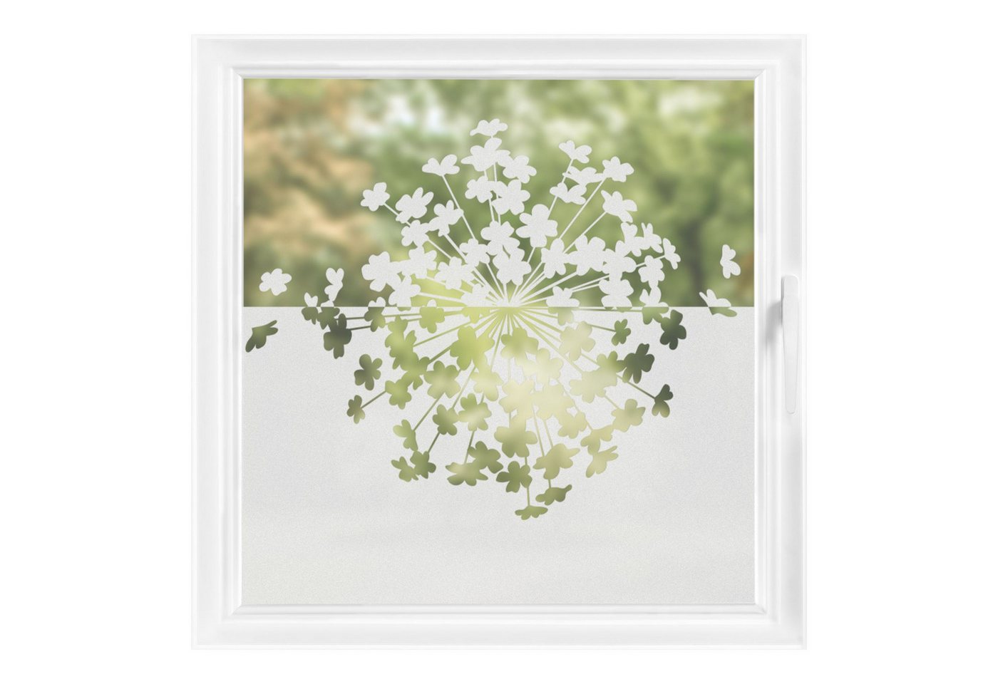 Bilderdepot24 Fensterfolie statisch haftend Motiv Fensterdeko Kugelblume Blütenflug Bordüre Blume, blickdicht, Innen Fenster Tür Balkontür Küche Badezimmer Wohnzimmer Schlafzimmer Bild 3
