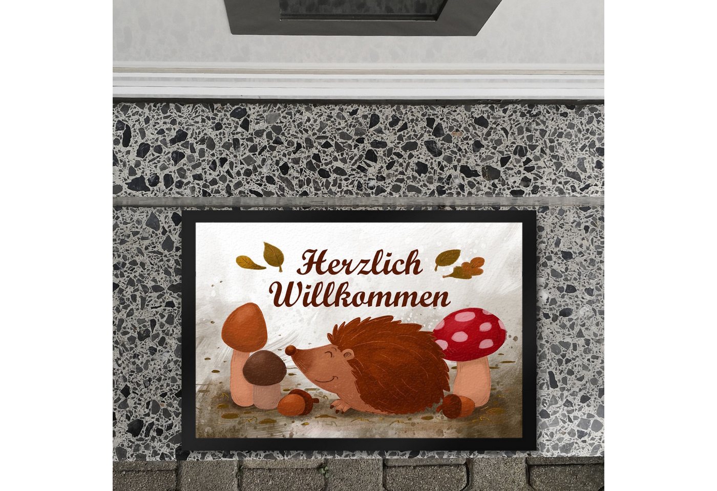 speecheese Fußmatte Herzlich Willkommen Fußmatte XL in 40x60 cm mit niedlichem Igel