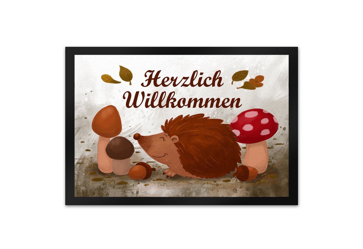 speecheese Fußmatte Herzlich Willkommen Fußmatte XL in 40x60 cm mit niedlichem Igel Bild 2