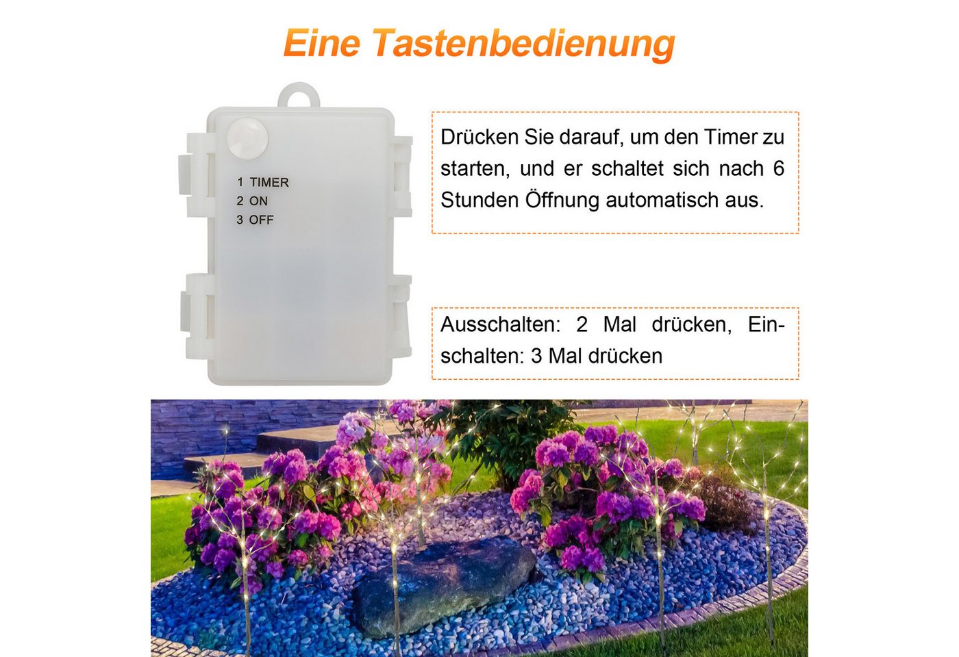 Clanmacy LED-Leuchtzweig LED Lichterzweige 3er Set Dekozweige Timer 50cm mit 70 LEDs Bild 3