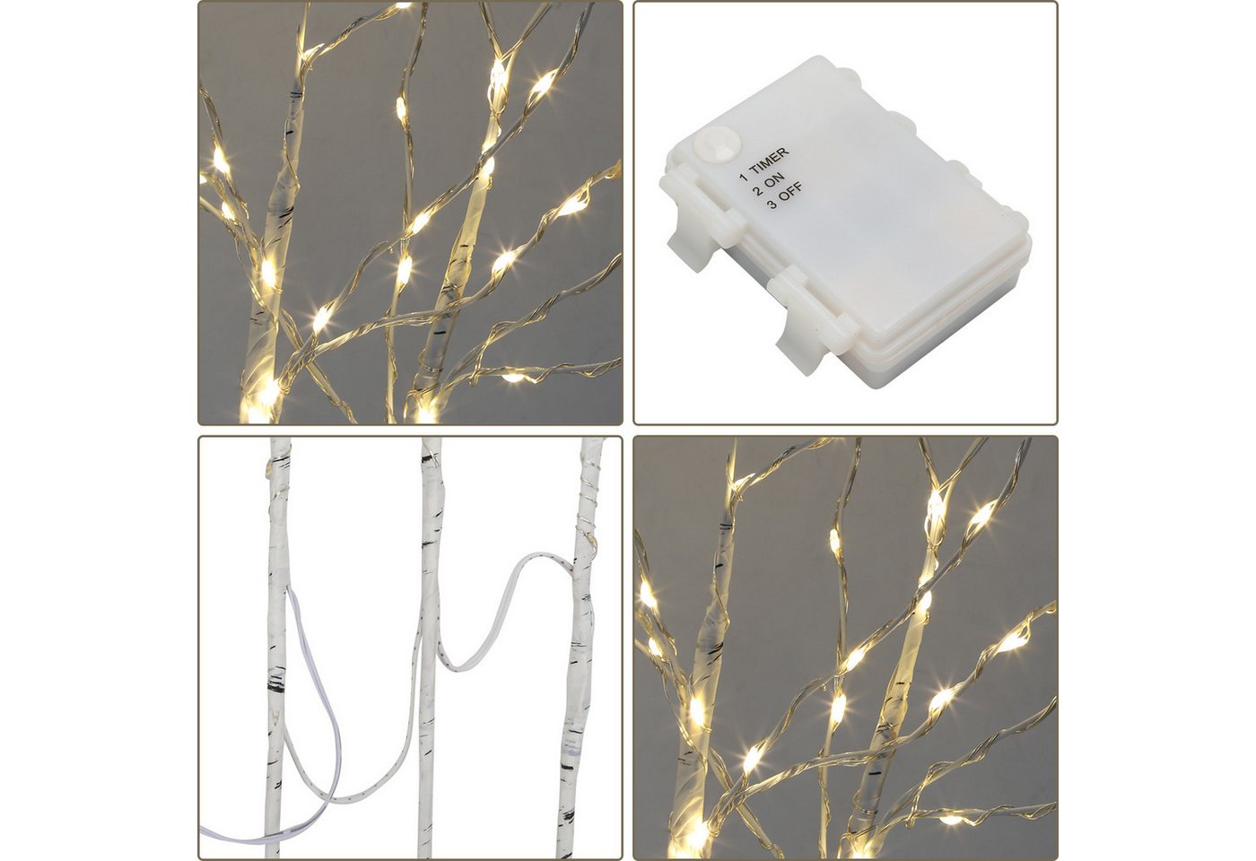 Clanmacy LED-Leuchtzweig LED Lichterzweige 3er Set Dekozweige Timer 50cm mit 70 LEDs Bild 4