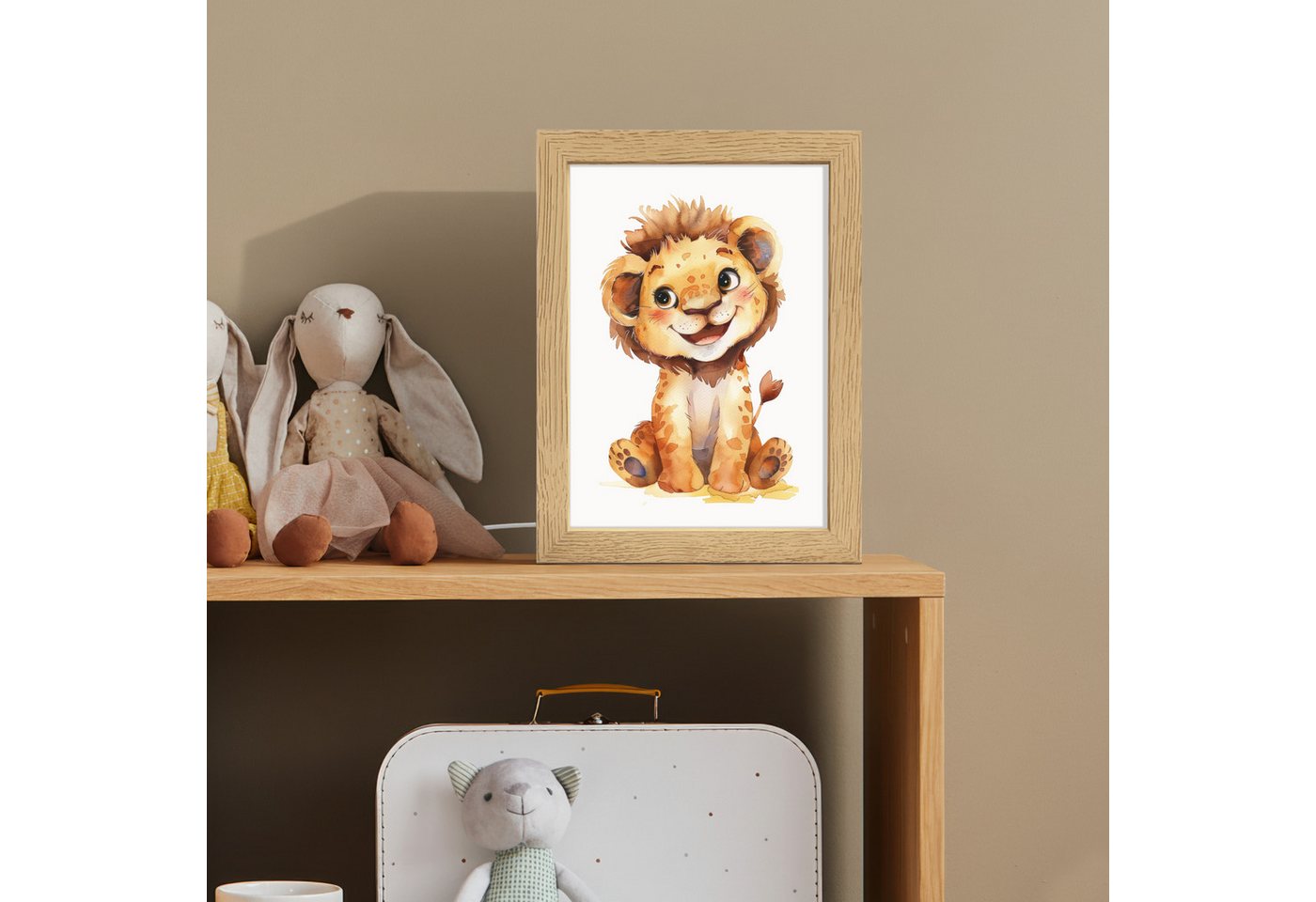 OnlyWow Nachttischlampe Lightbox Löwe - Tierbaby - Jungen, Dimmbar, Farbwechsel, LED, Warmweiß, Kaltweiß, Neutralweiß Einstellbar, Kinderzimmer, Babyzimmer, Dimmbar, mit Kabel, Nachtlampe, LED Bild 4