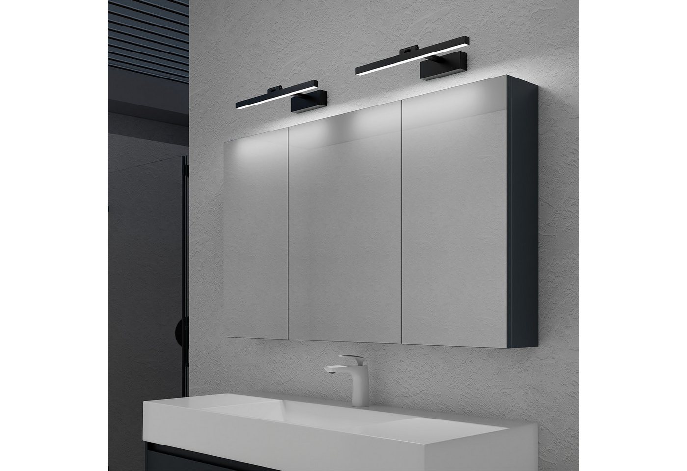 doporro Spiegelschrank Wandschrank in Hängeschrank mit LED Spiegelbeleuchtung Strahlenschön Bild 3