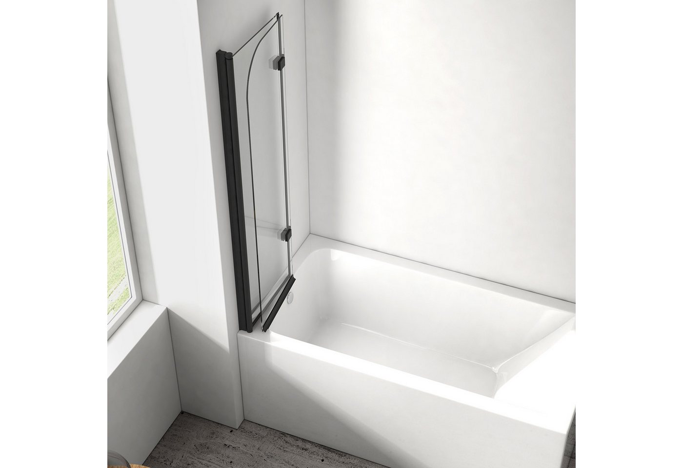 EMKE Badewannenaufsatz Duschwand für Badewanne,2-teilig Duschwand Faltbar Schwenkbar Aufsatz, (Set), Duschwand Faltbar,6mm Klarglas Einscheibensicherheitsglas,100x140cm