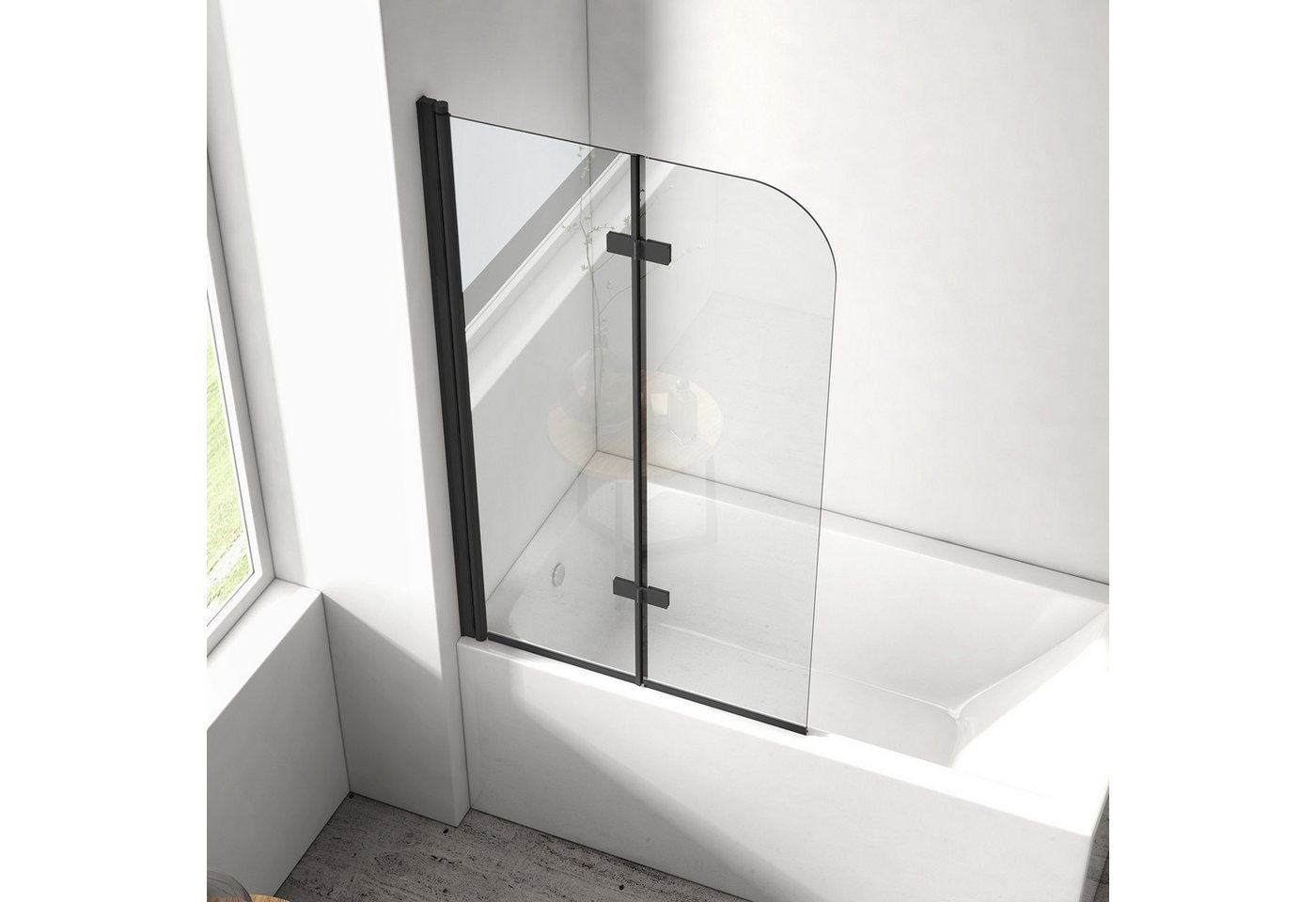 EMKE Badewannenaufsatz Duschwand für Badewanne,2-teilig Duschwand Faltbar Schwenkbar Aufsatz, (Set), Duschwand Faltbar,6mm Klarglas Einscheibensicherheitsglas,100x140cm Bild 3