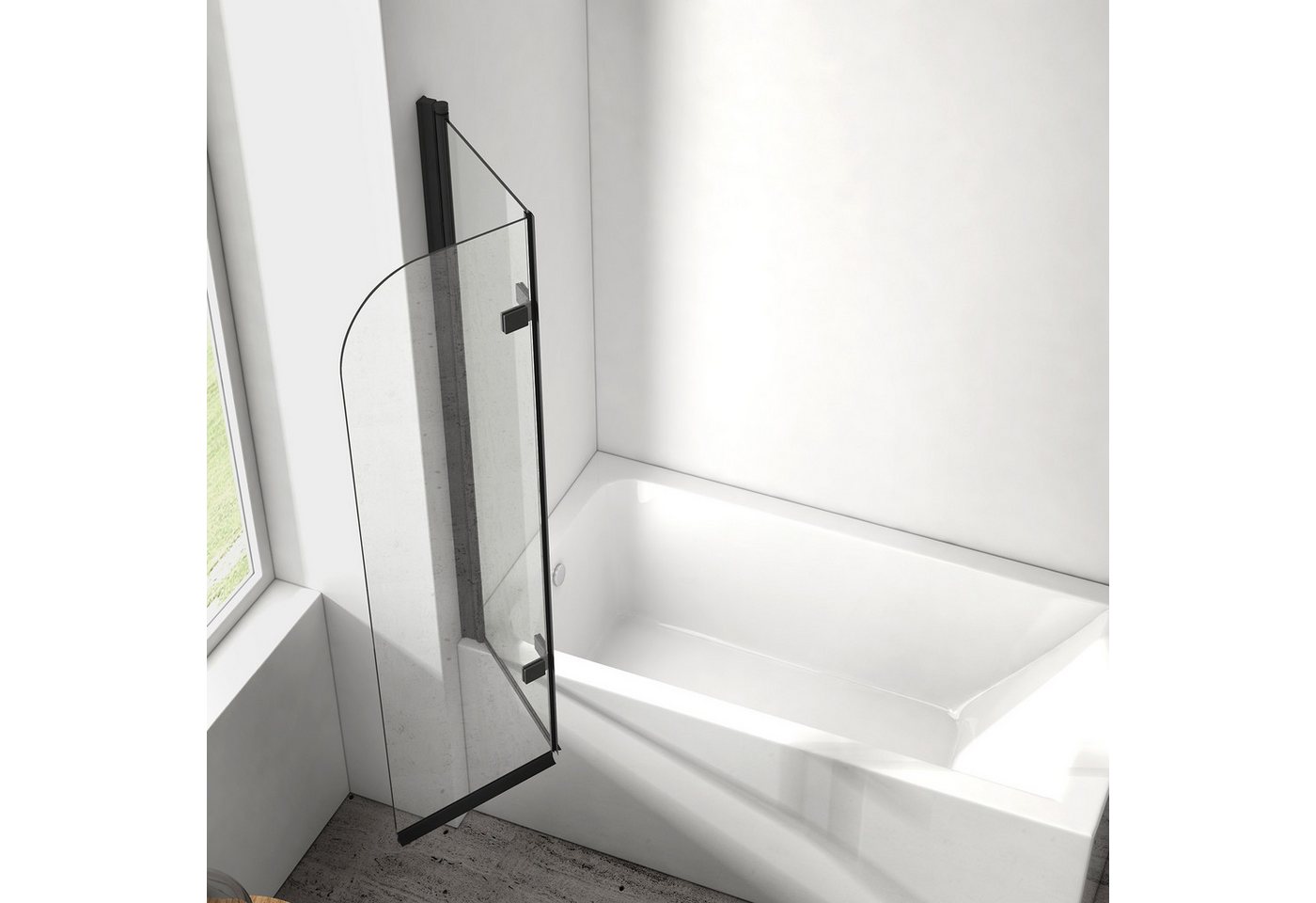 EMKE Badewannenaufsatz Duschwand für Badewanne,2-teilig Duschwand Faltbar Schwenkbar Aufsatz, (Set), Duschwand Faltbar,6mm Klarglas Einscheibensicherheitsglas,100x140cm Bild 4